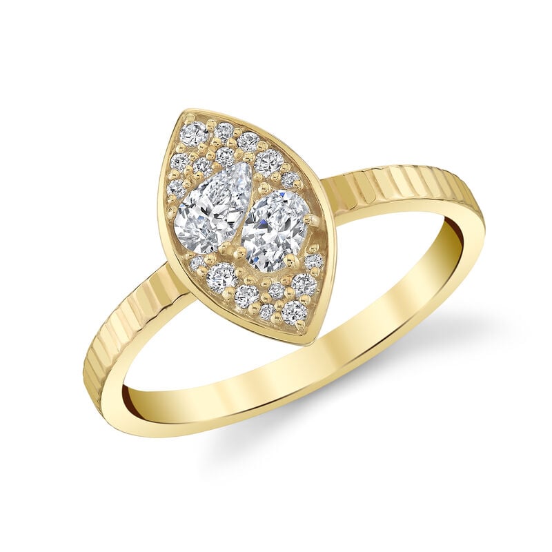 Lab Grown Diamond 1/2ctw. Multi Shape Cluster Marquise Fashion Ring in 10k Yellow Gold image number null